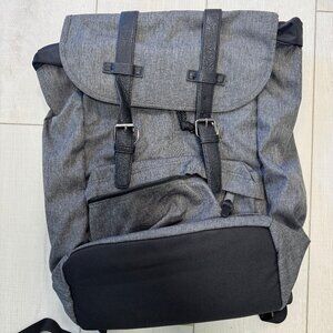 Gray Backpack with Pleather Detailing, Laptop Bag, Never Used